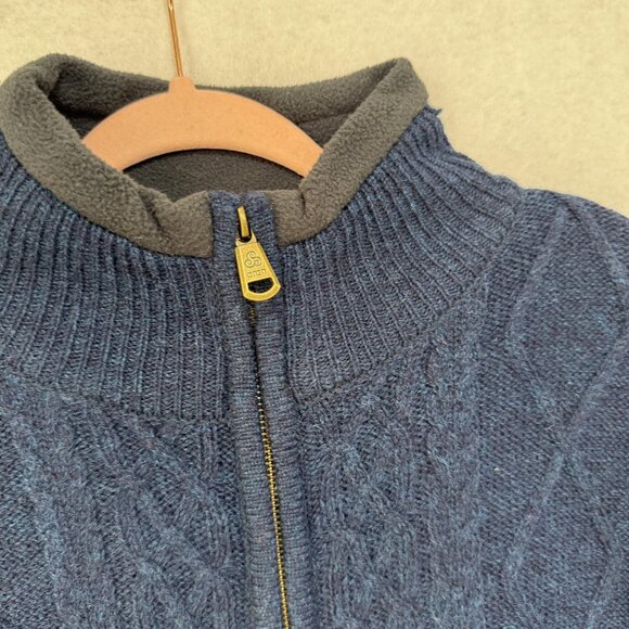 Aran Woollen Hills Sweater Mens Large Full Zip Fleece Lined Wool Jacket - Picture 6 of 11